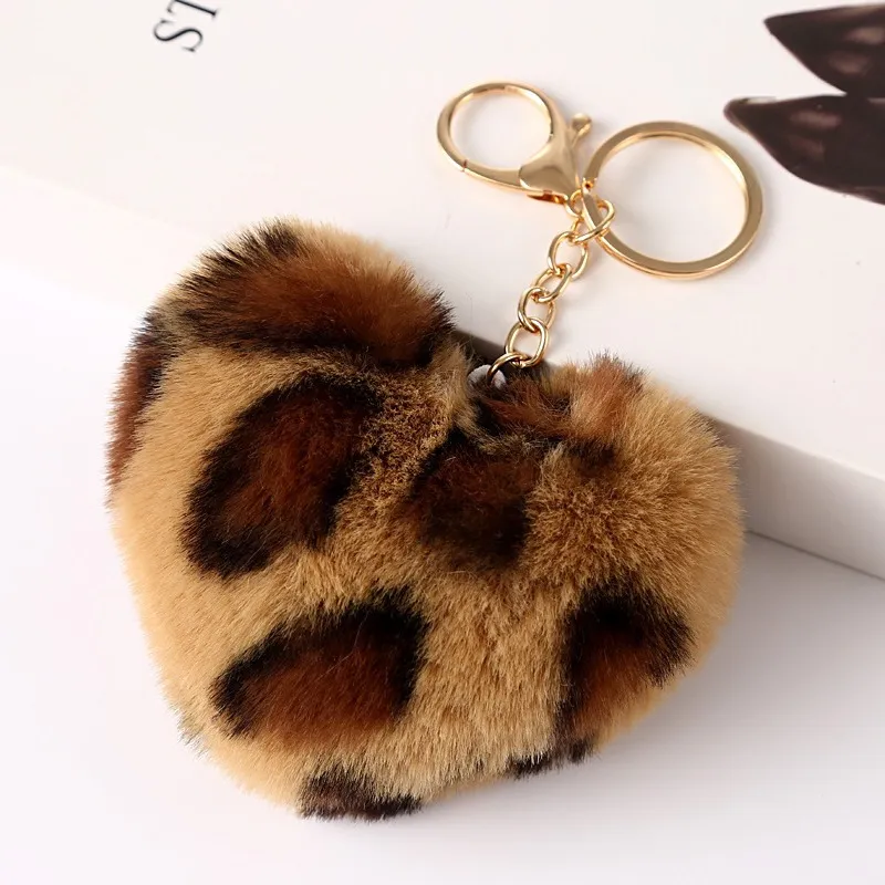 Women Fashion Creative Leopard Plush Key Chain Pendant