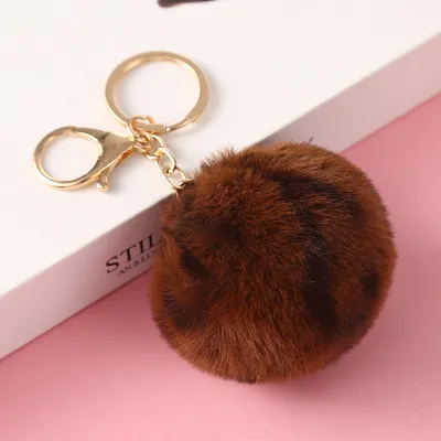 Women Fashion Creative Leopard Plush Key Chain Pendant