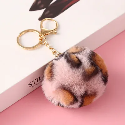 Women Fashion Creative Leopard Plush Key Chain Pendant