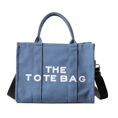 Fashionable Letter Print Contrast Large Capacity Canvas Tote Bag