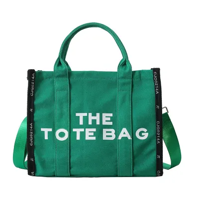 Fashionable Letter Print Contrast Large Capacity Canvas Tote Bag