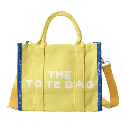 Fashionable Letter Print Contrast Large Capacity Canvas Tote Bag