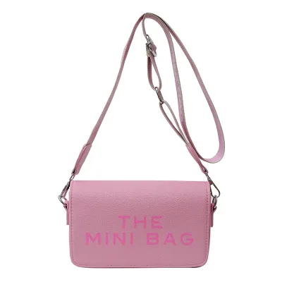 Fashion Letter Print Square Crossbody Bag PU Leather Urban Simplicity Small