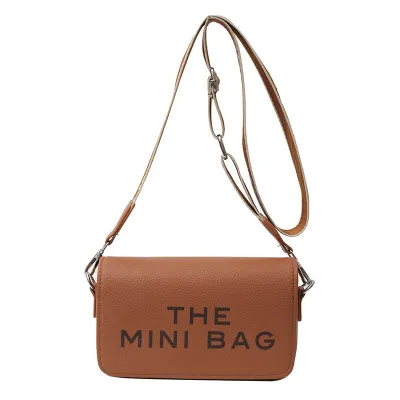 Fashion Letter Print Square Crossbody Bag PU Leather Urban Simplicity Small