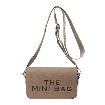 Fashion Letter Print Square Crossbody Bag PU Leather Urban Simplicity Small