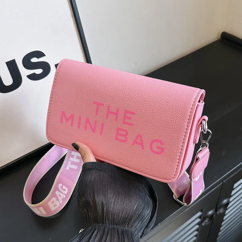 Fashion Letter Print Square Crossbody Bag PU Leather Urban Simplicity Small
