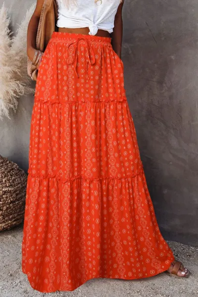 Women Casual Bohemian Geometric Print Loose Oversized Skirt