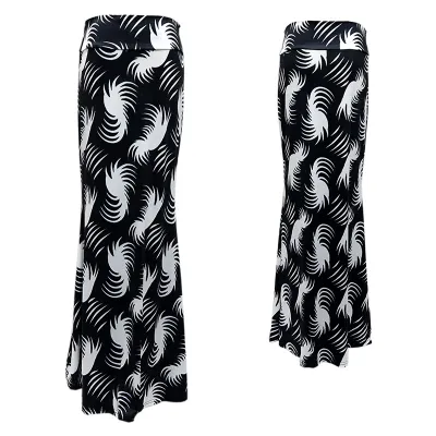 Summer Women Casual High Waist Stretch Stripe Floral Print Skirt