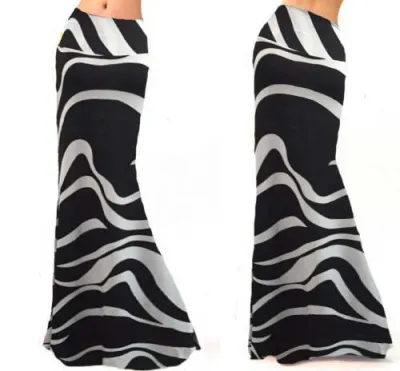 Summer Women Casual High Waist Stretch Stripe Floral Print Skirt