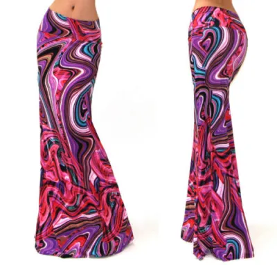 Summer Women Casual High Waist Stretch Stripe Floral Print Skirt