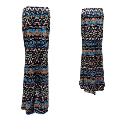 Summer Women Casual High Waist Stretch Stripe Floral Print Skirt