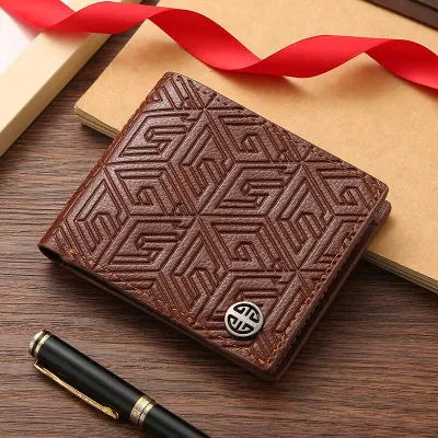 Men Fashionable Simple Geometric Print Multi-Card Coin Wallet