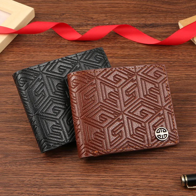 Men Fashionable Simple Geometric Print Multi-Card Coin Wallet