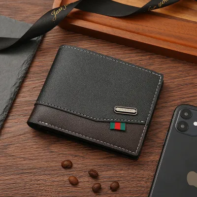 Men Simple Short Stitching Multi-Card PVC Coin Wallet