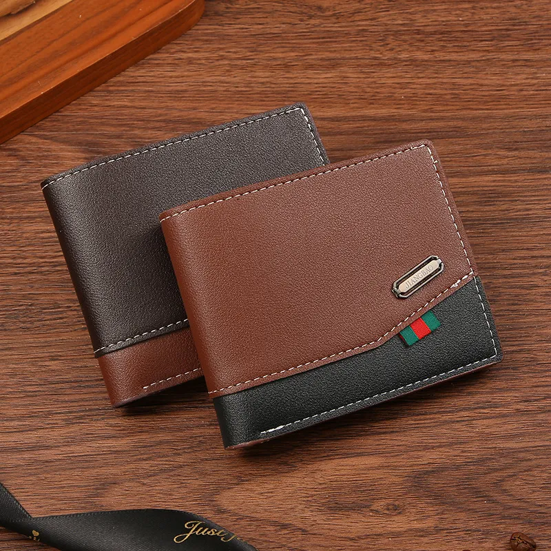 Men Simple Short Stitching Multi-Card PVC Coin Wallet