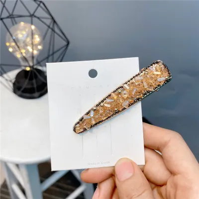 Women Fashion Alloy Diamond Drop Hair Clip Plaid