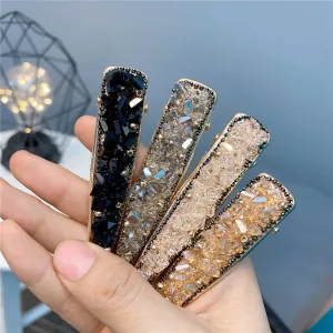 Women Fashion Alloy Diamond Drop Hair Clip Plaid