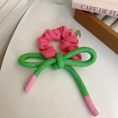 Women Sweet Cute Bowknot High Elasticity Fabric Hair Rope