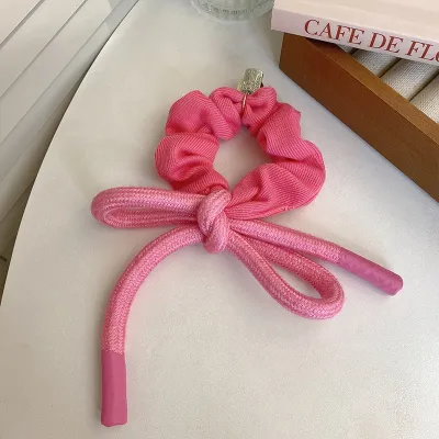 Women Sweet Cute Bowknot High Elasticity Fabric Hair Rope