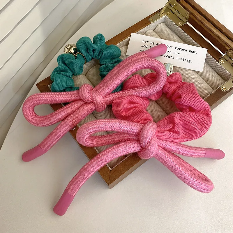 Women Sweet Cute Bowknot High Elasticity Fabric Hair Rope