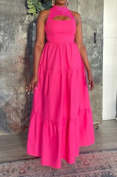 Summer Women Casual Solid Color Hollow Maxi Sleeveless Dress