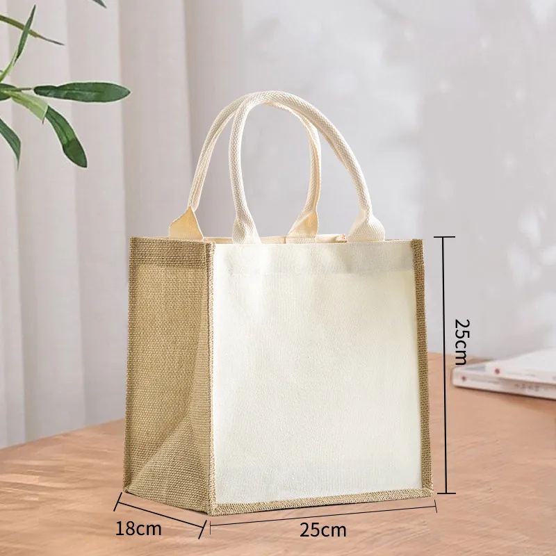 Simple Solid Color Square Linen Handbag
