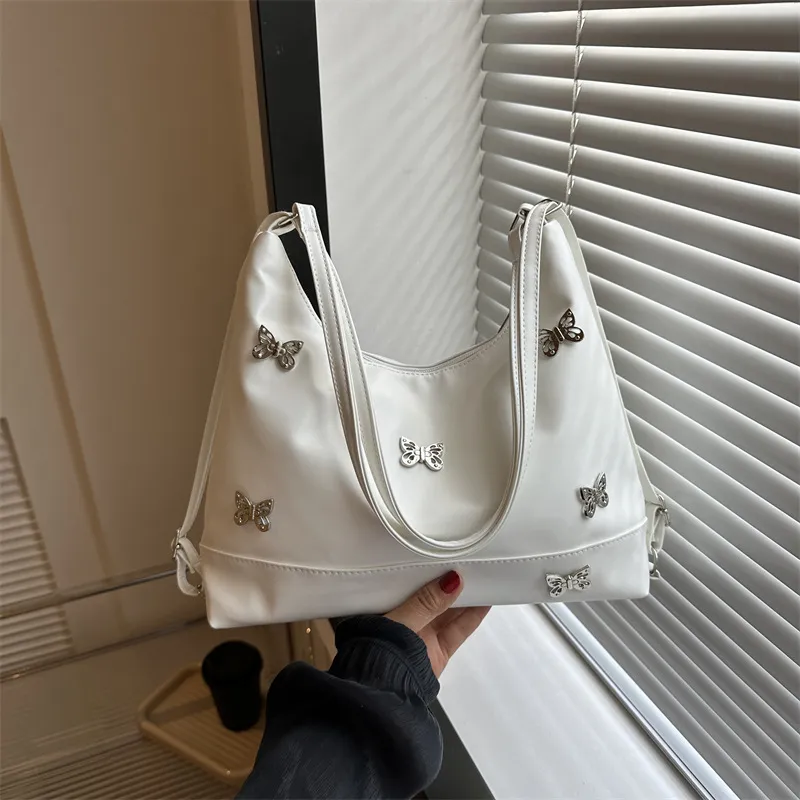Women Fashionable Large Butterfly PU Tote Shoulder Bag with Zipper