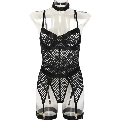 Women Sexy Mesh Hollow-Out Lingerie Bra Set