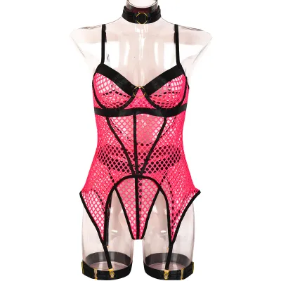 Women Sexy Mesh Hollow-Out Lingerie Bra Set