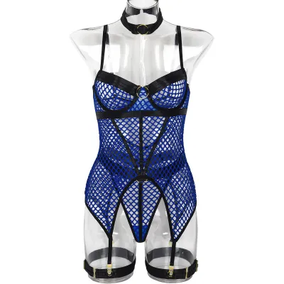 Women Sexy Mesh Hollow-Out Lingerie Bra Set