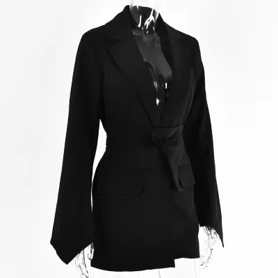 Women Fashion Solid Color Lapel Blazer Coat