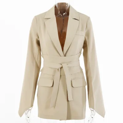 Women Fashion Solid Color Lapel Blazer Coat