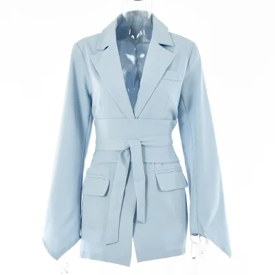 Women Fashion Solid Color Lapel Blazer Coat