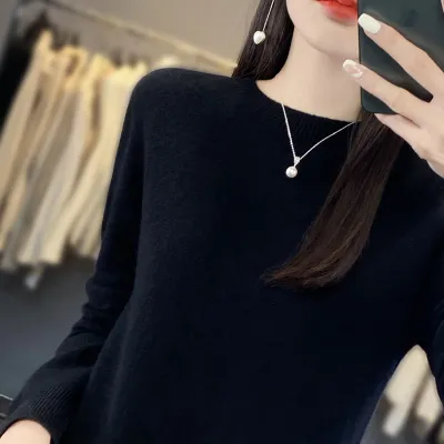Women Fashion Solid Color V-Neck Loose Cashmere Pullover Sweater