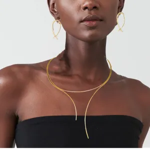 Women Fashion Simple Alloy Geometric Earrings Necklace Jewelry Set Retro