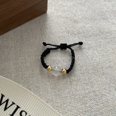 Women's Fashion Geometric Imitation Pearl Butterfly Ring Sweet Style