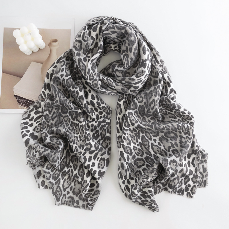 Cashmere Grey Leopard Print hotsell Scarf