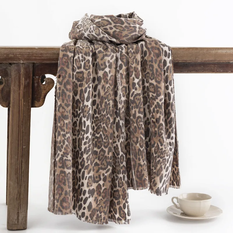 Women Fashion Leopard Print Imitation Cashmere Warm Shawl Scarf 190*60cm