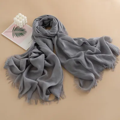 Women Fashion Solid Color Thin Sunscreen Scarf 100*190CM