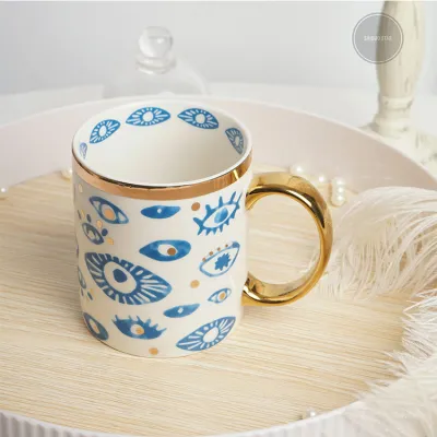 Evil Eyes Ceramic Mug European Style Creative Decal Tableware Couple Cup Home Decoration Ornaments