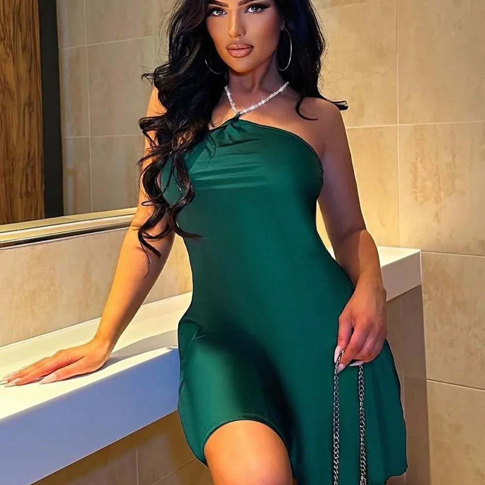Women Sexy Solid Color Halter Backless Dress