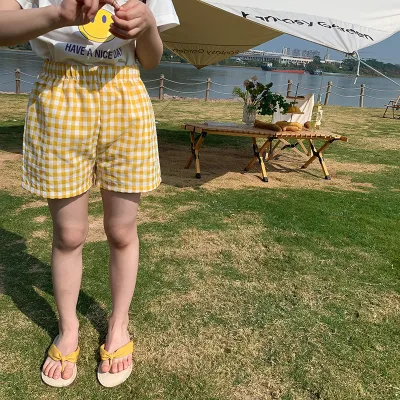 Kids Toddler Girls Boys Plaid Cotton Shorts Summer Beach Vacation