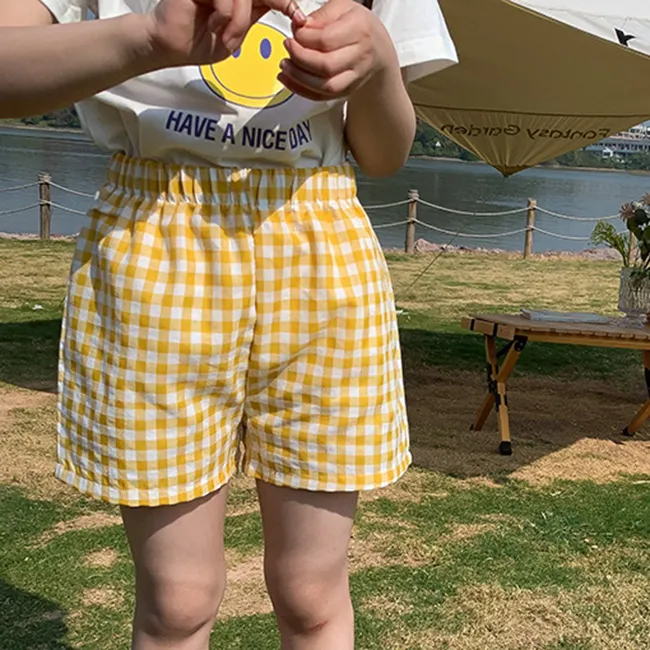 Kids Toddler Girls Boys Plaid Cotton Shorts Summer Beach Vacation