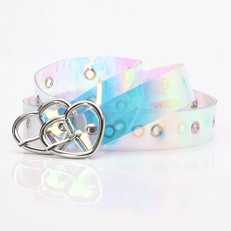 Women Fashion Colorful Plastic Heart-Shaped Buckle Belt