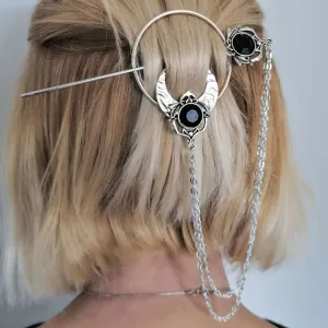Women Retro Witch Cane Moon Hairpin Alloy Vintage