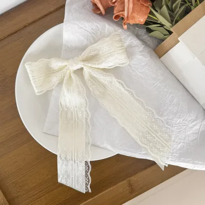 Women Fashion Lace Bow Hair Clip Duckbill Hairpin