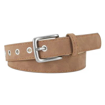 Women Fashion Frosted Pin Buckle PU Leather Belt