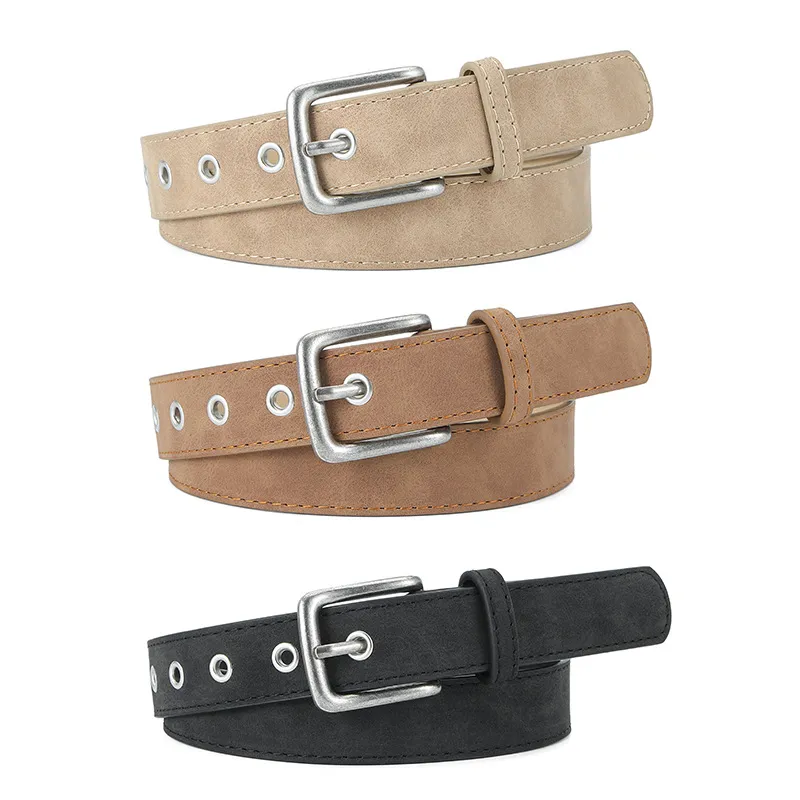 Women Fashion Frosted Pin Buckle PU Leather Belt
