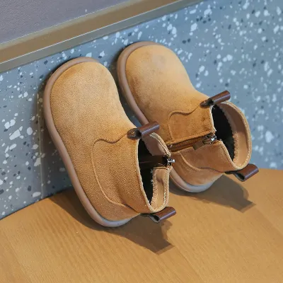 Children Vintage Frosted Solid Color Suede PU Boots for Kids Boys