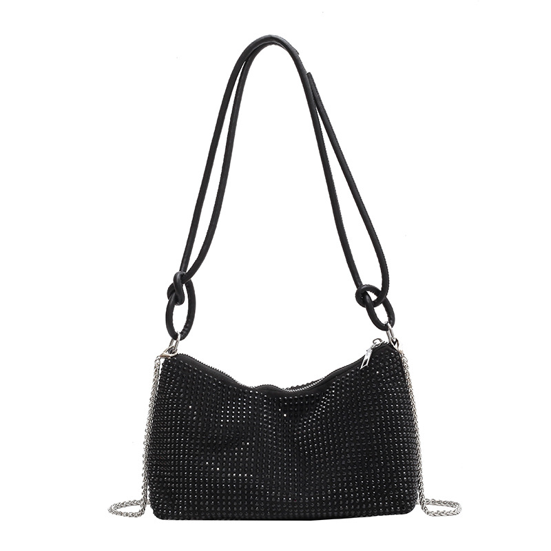 Wholesale Women Fashion Rhinestone Zipper Square Shoulder Bag